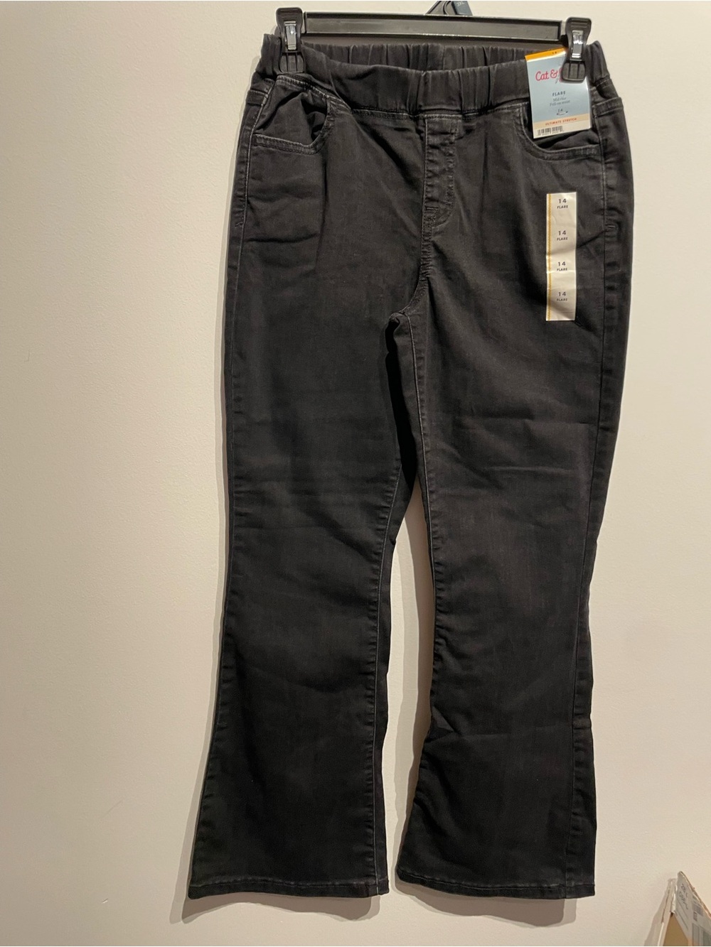 Cat & Jack Girls Mid-Rise Pull-on Flare Jeans Black Size 14 NWT